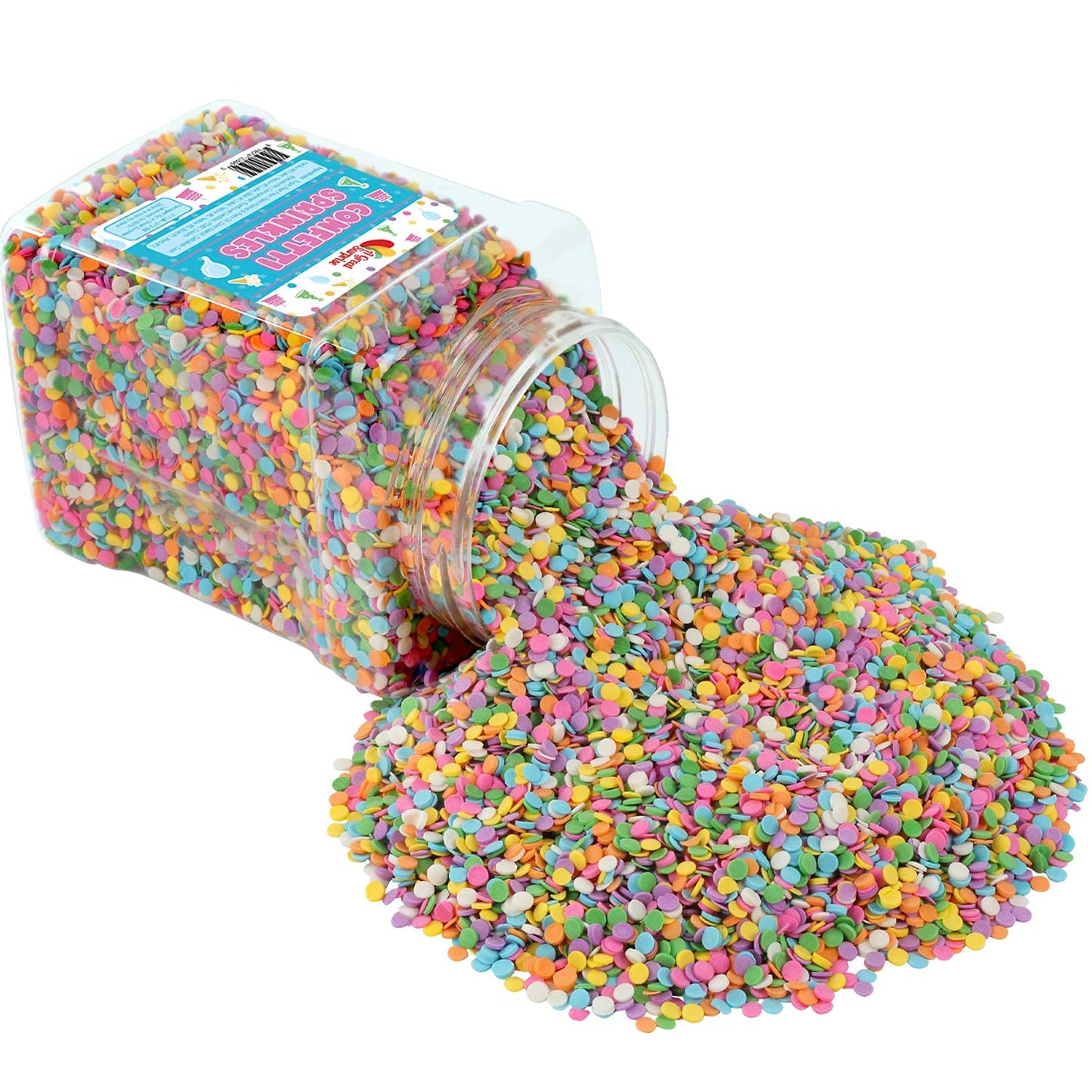 Rainbow Pastel Confetti Sprinkles - 1.7 Pounds - Birthday Pastel Quins - Flat Round Sprinkles - Pastel Candy Quins For Ice Cream, Cookies, Cupcakes, Cake Decorating