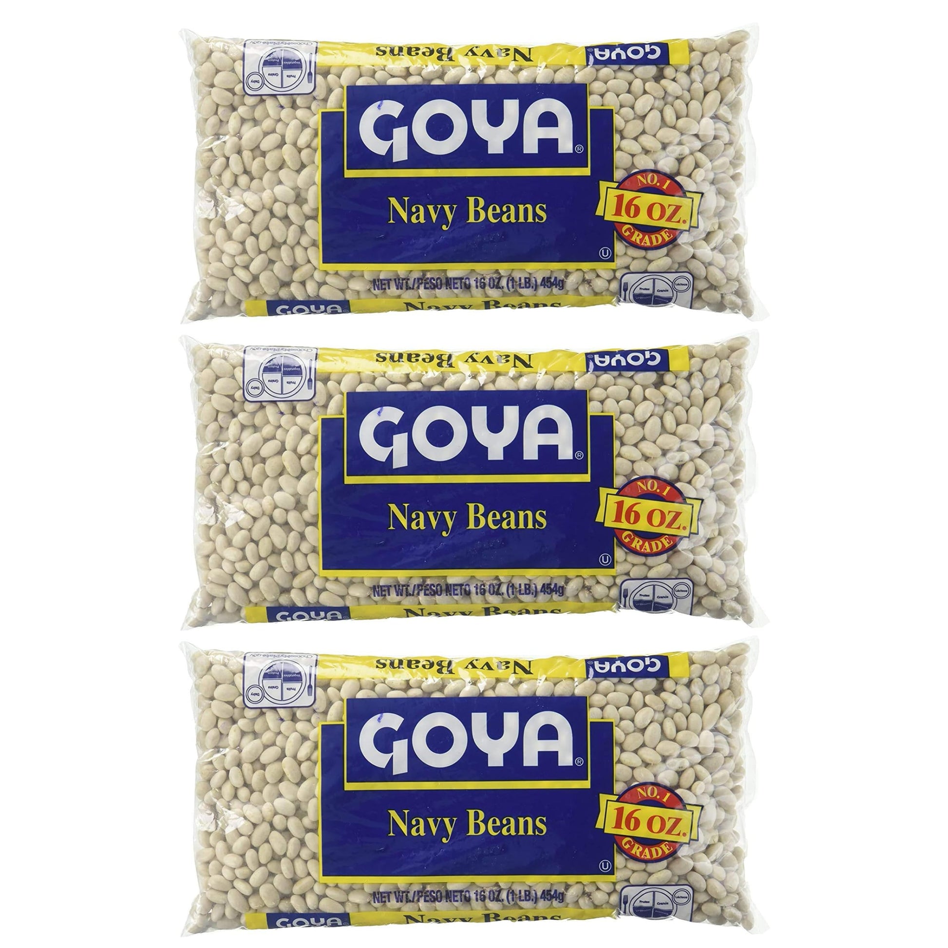 Navy Beans By Goya  Whole Dried Beans  Nutritious And Versatile  Rich In Fiber  3-Pack  16Oz. Bags