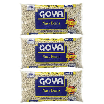 Navy Beans By Goya  Whole Dried Beans  Nutritious And Versatile  Rich In Fiber  3-Pack  16Oz. Bags
