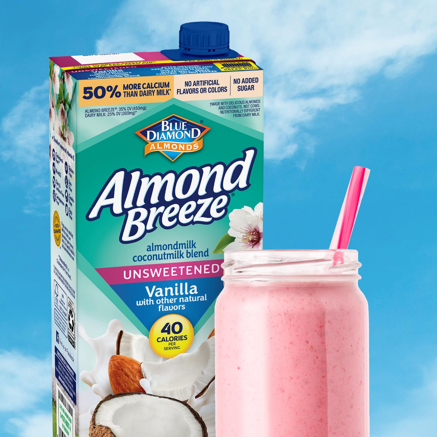 Almond Breeze Dairy Free Almondmilk Blend, Almond Coconut, Unsweetened Vanilla, 32 Ounce (Pack of 12)
