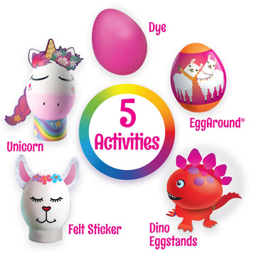 Paas Easter Egg Decorating Kit, Includes 1 Unicorn Egg Dying Kit, 1 Loveable Llamas Egg Dying Kit, 1 Dino Decorating Kit Whisker