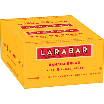 LÄRABAR Gluten Free Bar, Banana Bread, 1.6 oz Bars (16 Count), Whole Food Gluten Free Bars, Dairy Free Snacks