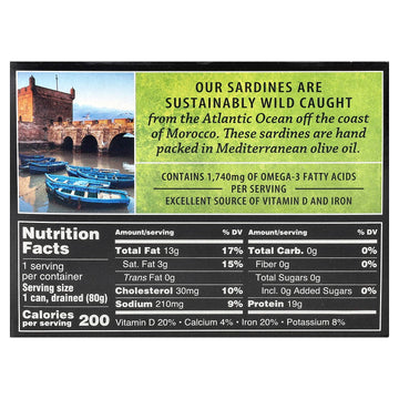 Crown Prince, Skinless & Boneless Sardines in Olive Oil, 3.75 oz