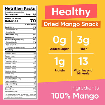 Yammy Dried Mango Chips Like Freeze Dried Fruit, No Sugar Added Crispy Dry Slices of Mangoes, Unsweetened Dehydrated Healthy Sna