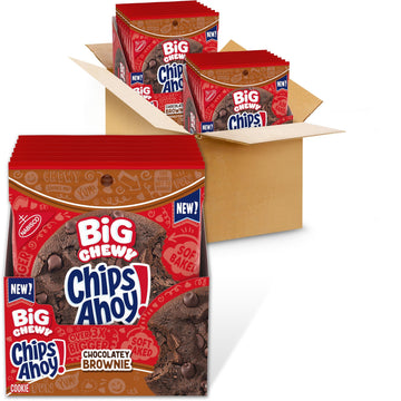 Chips Ahoy! Big Chewy Chocolate Chip Cookies, Chocolatey Brownie, 14 Snack Packs, Large, Brown