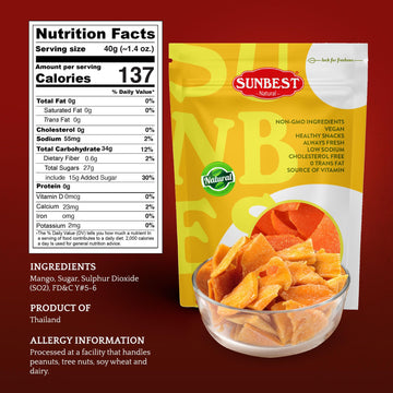 Sunbest Natural Dried Mango Slices 80 Oz (5 Lbs) 1 Pack - Tropical & Juicy Cut Fruit Treat - Vegan, Kosher Certified, Non-Gmo -