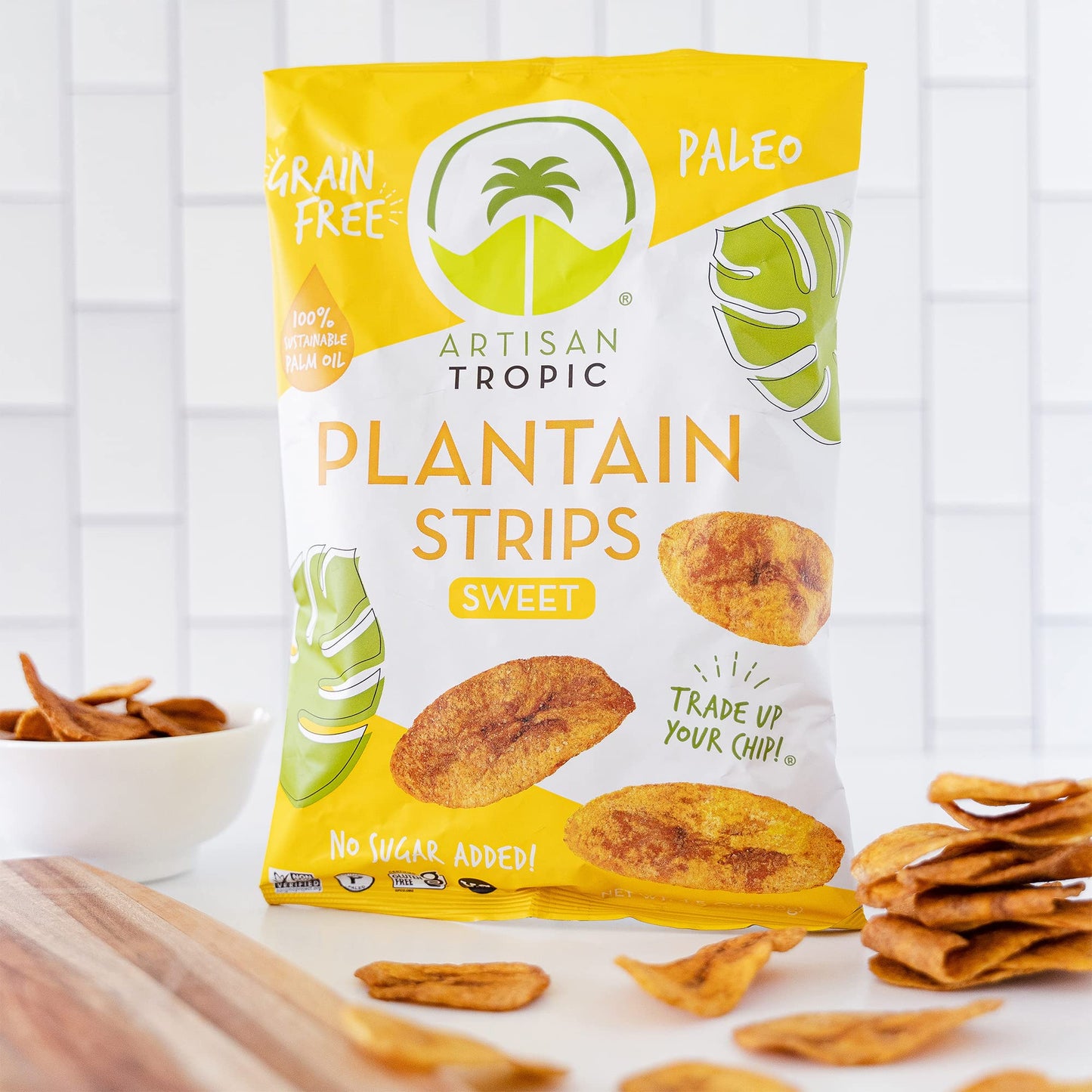 Artisan Tropic Plantain Strips Naturally Sweet - 12 Pack, 4.5Oz - Vegan, Paleo, Gluten Free Chips - Whole 30 Approved Foods Non-