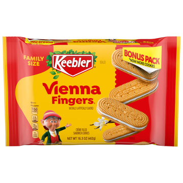 Keebler Vienna Fingers, Sandwich Cookies with Crme Filling, Family Size 16.3 oz