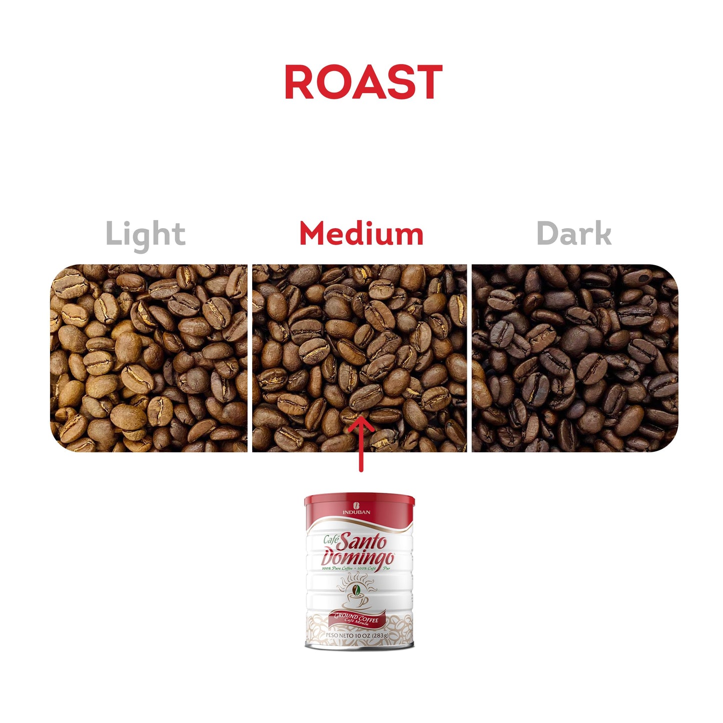 Café Santo Domingo Ground Coffee, Medium Roast, 10 oz Can, Pack of 4, Dominican Republic