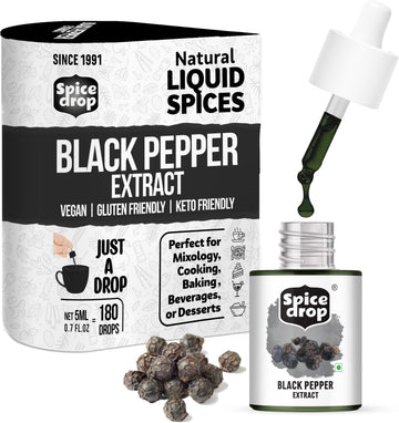 Spice Drop Black Pepper Natural Spice Extract For Soups, Dishes, and Beverages | Authentic Taste | Made From Peppercorns | 5ml (