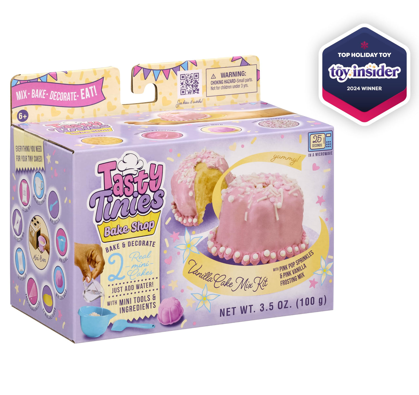 Goliath Tasty Tinies Bake Shop Vanilla Cake Mix Kit with Pink Pop Sprinkles & Pink Vanilla Frosting | Bake & Decorate 2 Real Min