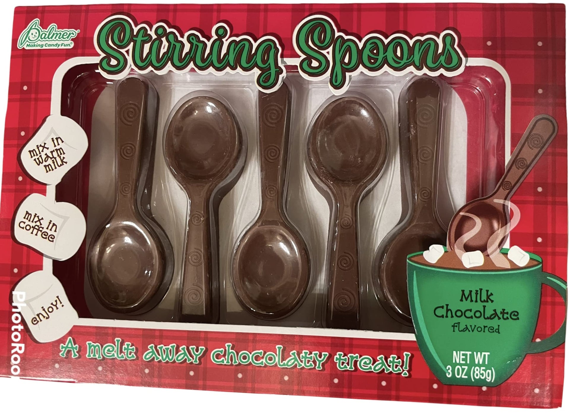 R.M. Palmer Milk Chocolate Stirring Spoons, Perfect to use in Warm Milk or Coffee, Making Candy Fun Since 1948 (5 Pack)