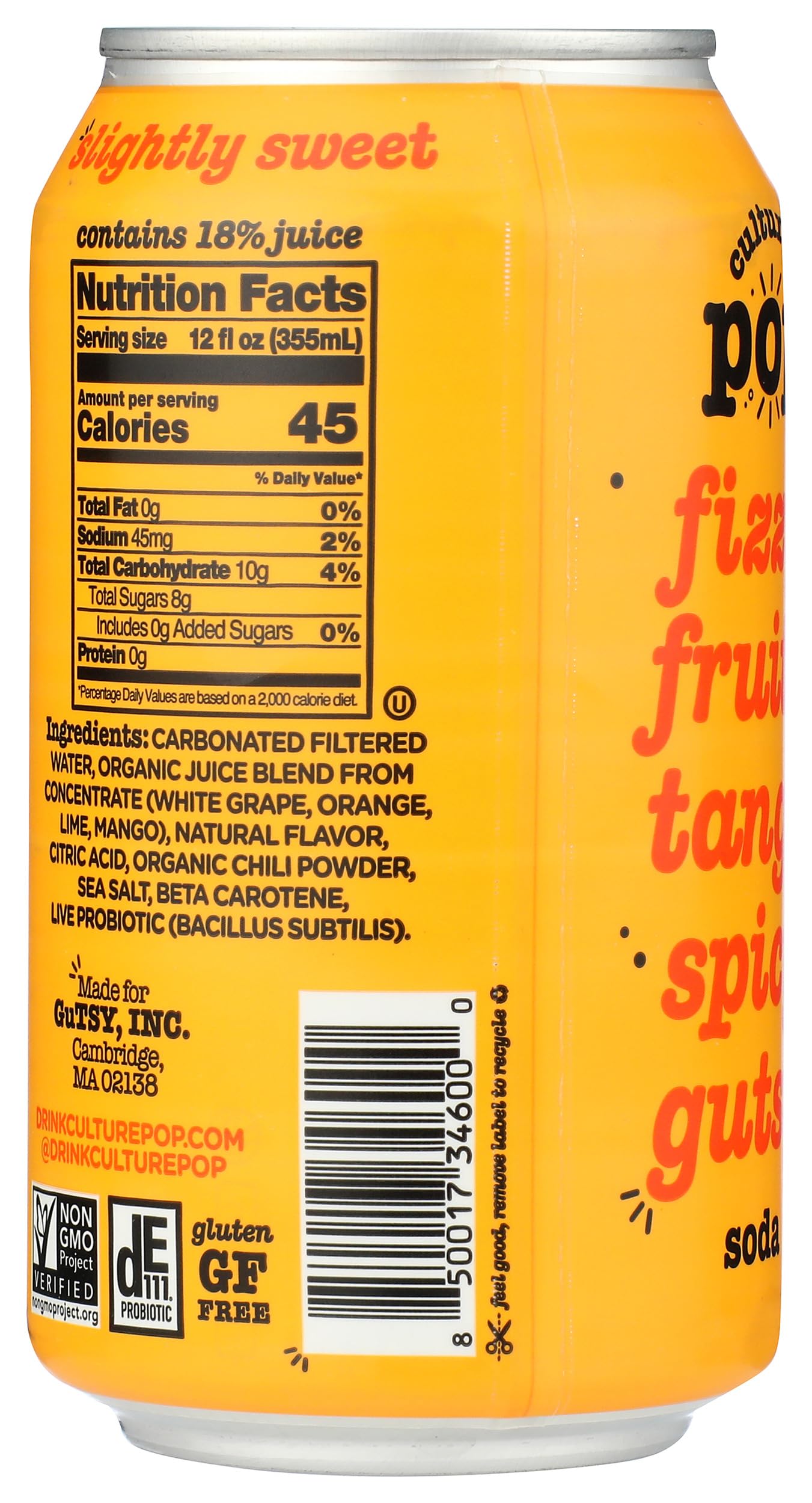 Culture Pop Soda Probiotic Orng Mango 12 Fo