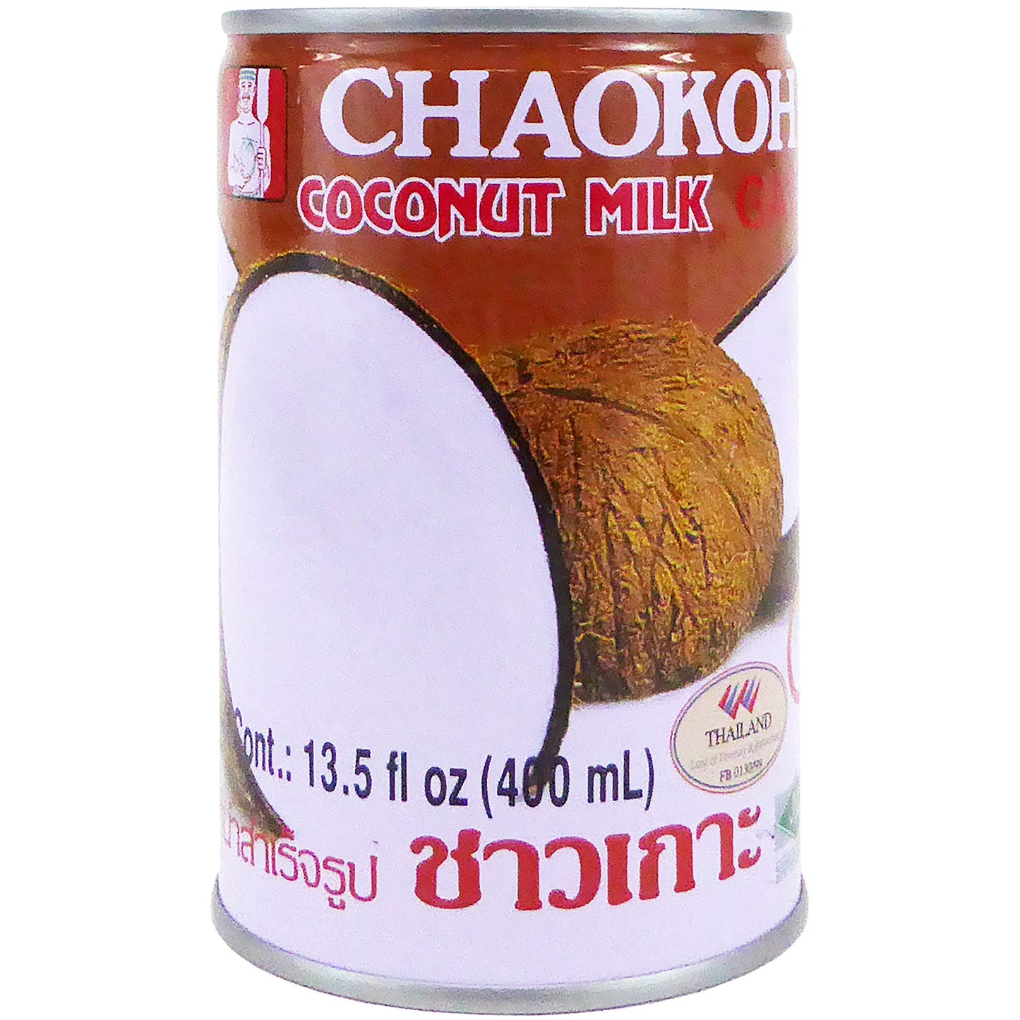CHAOKOH Coconut Milk - Non-Dairy, No Preservatives, 13.5 Fl Oz Can, Pack of 24
