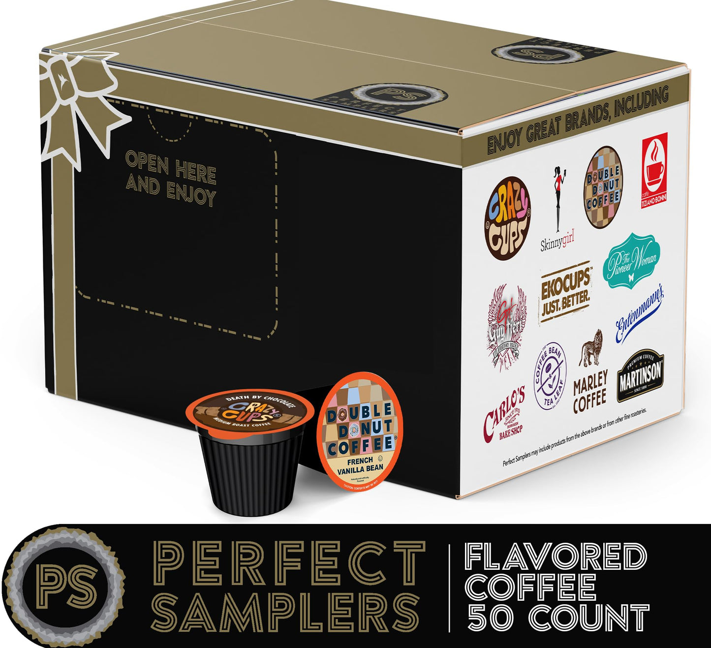 Perfect Samplers Flavored Coffee Variety Pack - 50 Count Coffee Pods for Keurig - Includes Vanilla & Chocolate - Brown