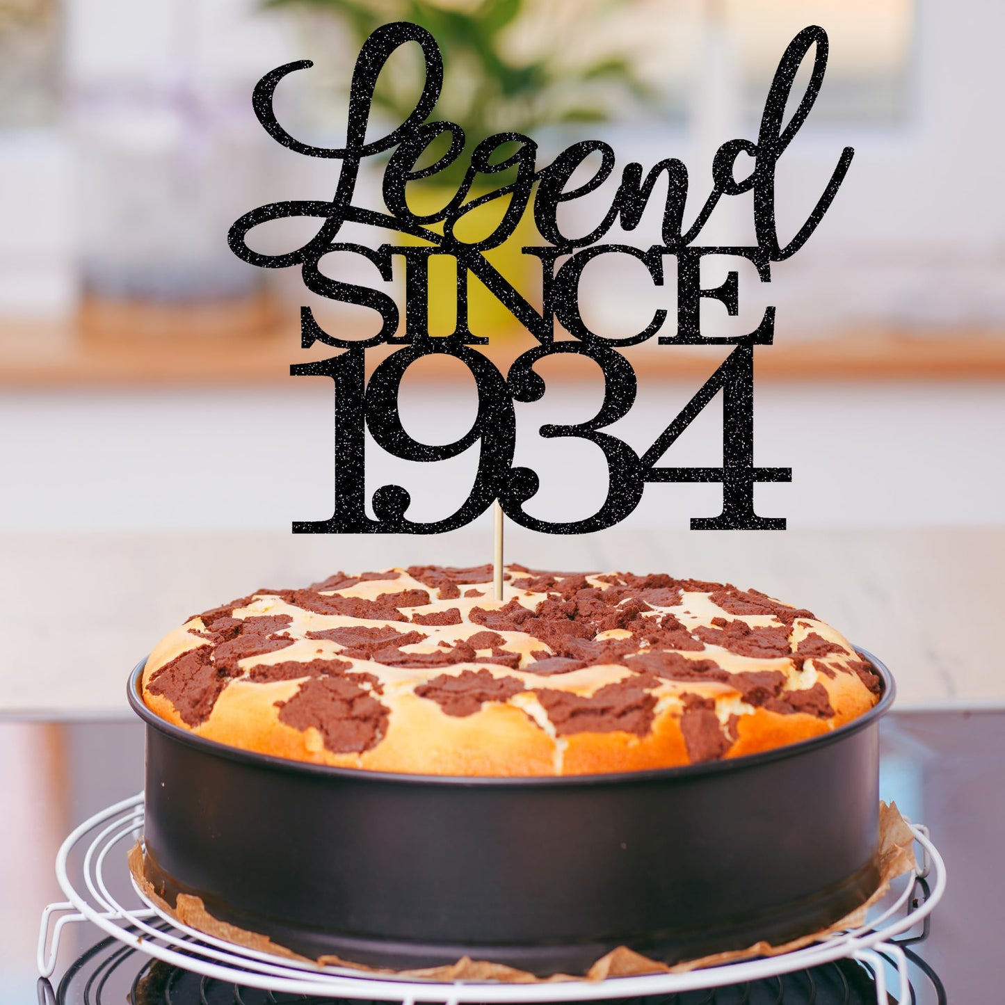 Migeaks legend since 1934 cake topper 90th birthday happy birthday cake topper men and women cheer 90 years old handmade black g