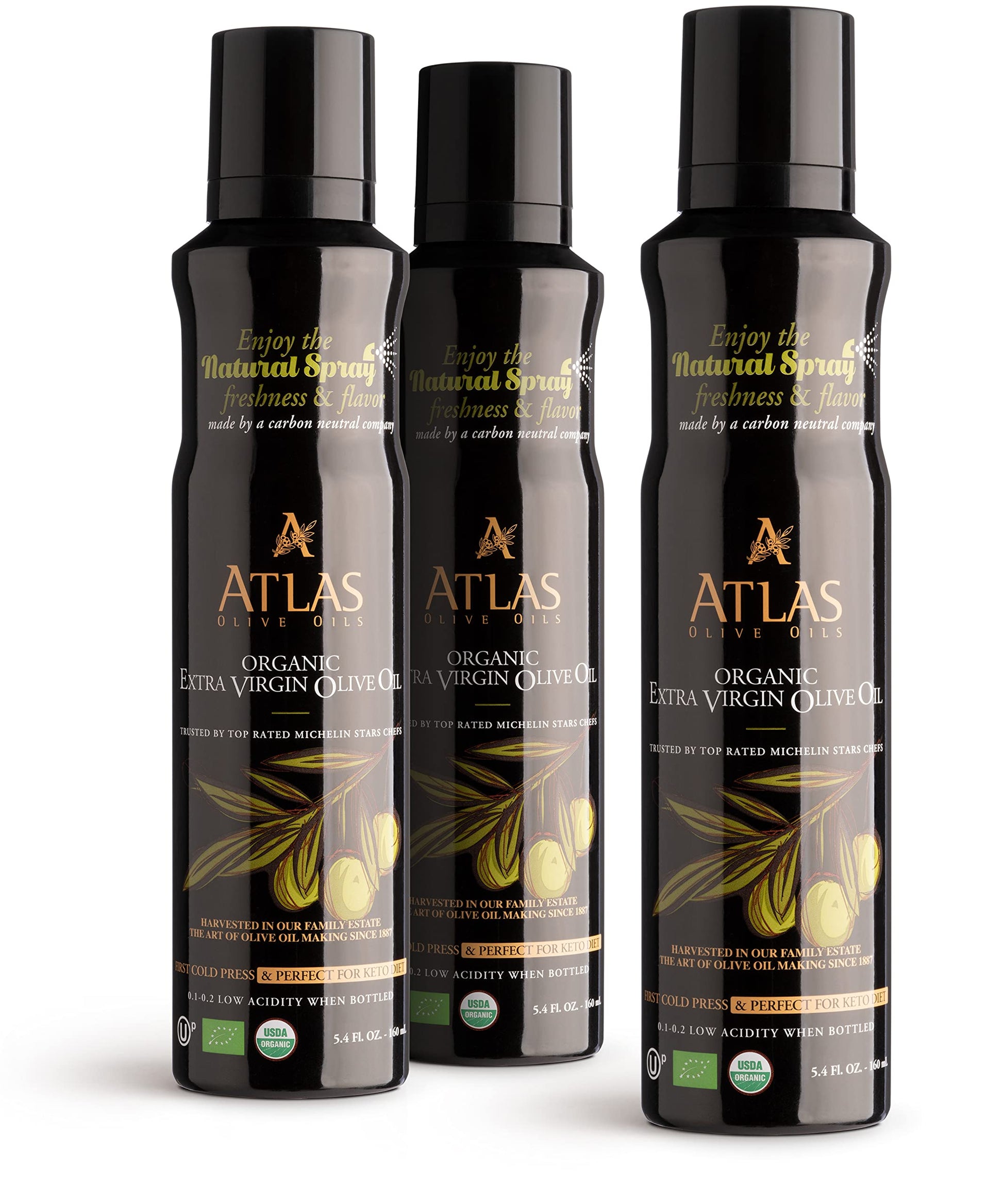 Organic Extra Virgin Olive Oil Spray, Polyphenol Rich Moroccan Oil, Cooking Spray Non Stick, Cold Pressed Evoo Oil, Hydroxytyros