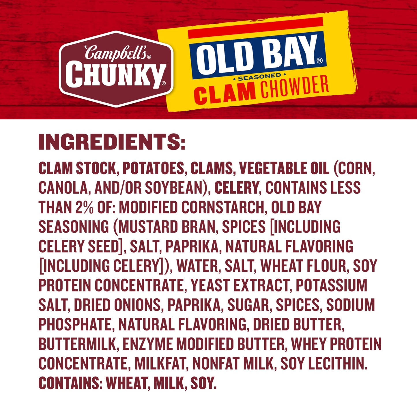 Campbell s Chunky Soup, OLD BAY Seasoned Clam Chowder, 18.8 oz Can (Case of 12)