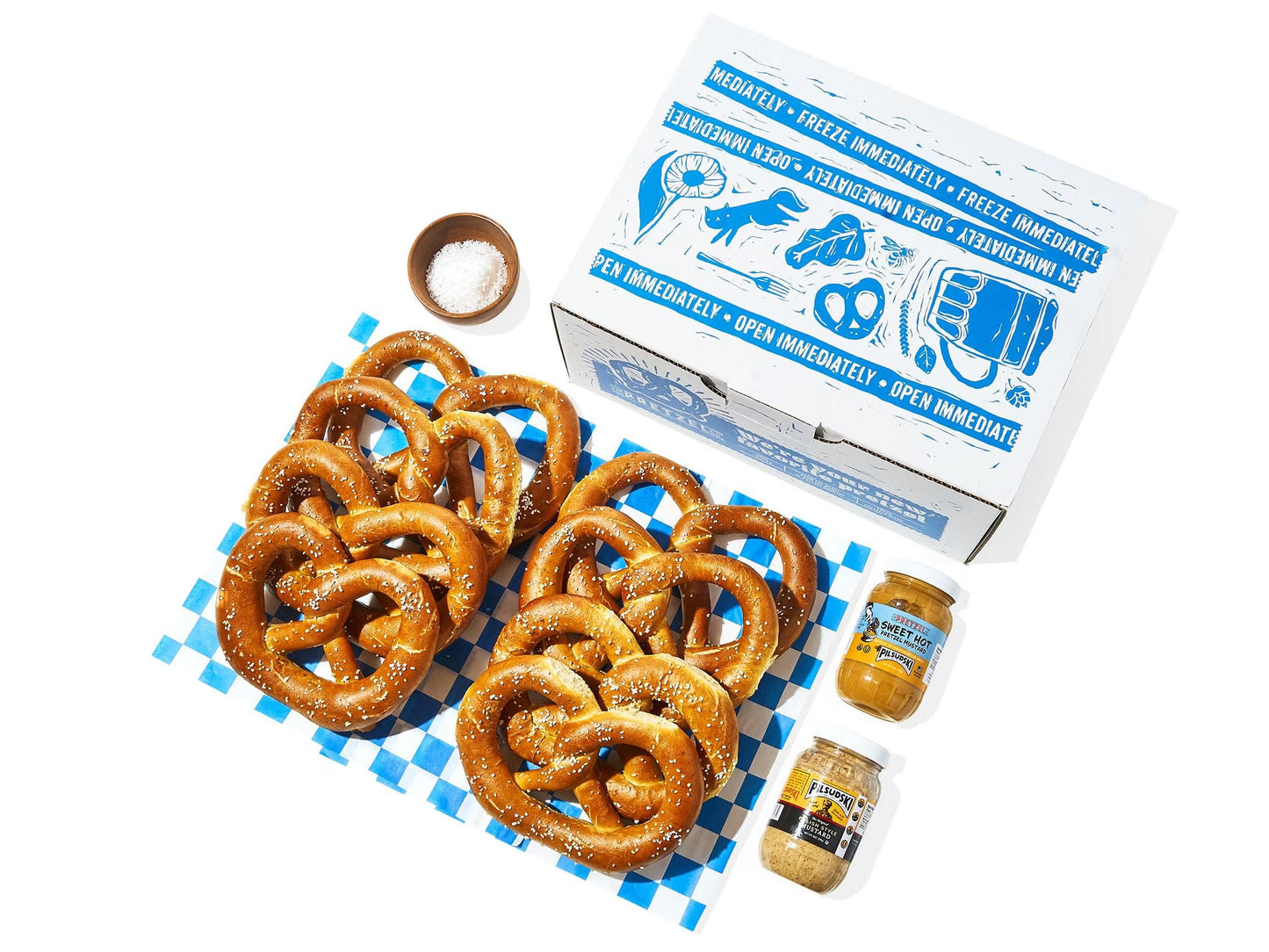 Pretzel Classics Gift Box - 8 Hand-Twisted Pennsylvania Pretzels with two 9oz Mustards & Pretzel Salt - Fresh Baked in York  PA  Individually Wrapped  Ships Fresh Never Frozen-Favorite Things 2025