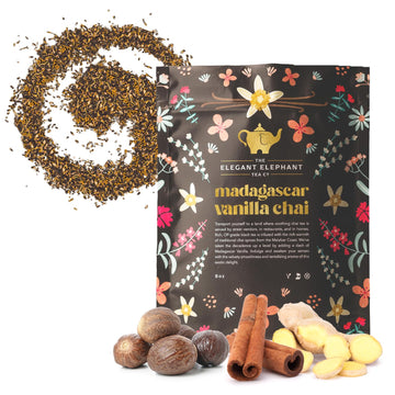 Madagascar Vanilla Chai Tea - Loose Leaf Black Tea w/Cinnamon, Ginger & Clove - Natural, Aromatic & Perfect for Hot or Iced Latt