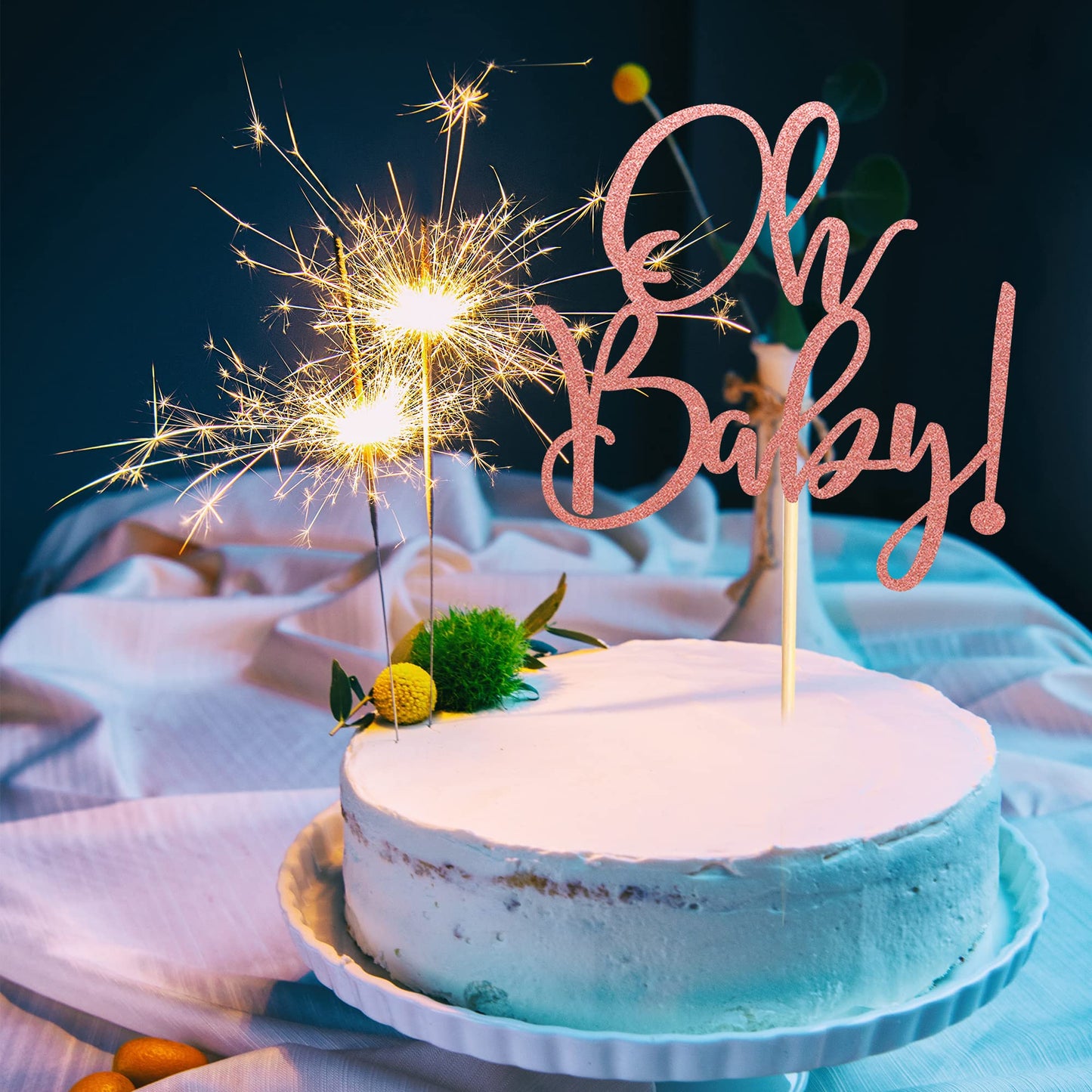 Arthsdite Oh Baby Cake Toppers Baby Shower Cake Picks For Celebrating Baby Shower Kids Birthday Party Decoration Supplies - Rose