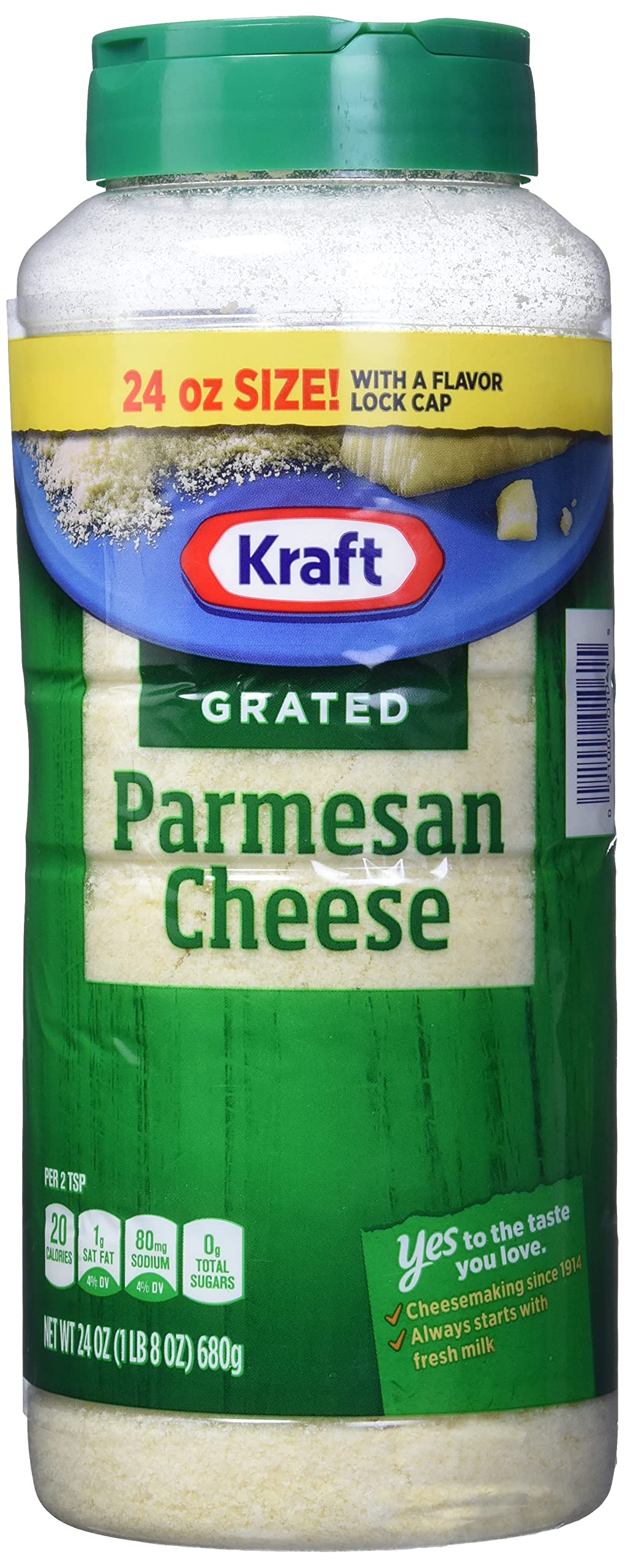 Kraft 100% Grated Parmesan Cheese, 24 Oz, Pack of 1, Convenient Topping for Pasta and Pizza