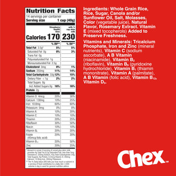 Strawberry Vanilla Chex Cereal  Gluten Free Breakfast Cereal  Made with Whole Grain  Family Size  19.8 oz