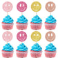 24 Pack Smile Face Cupcake Toppers Gold Glitter Cut Cupcake Picks Smiley Assorted Cupcake Toppers For Girls Baby Shower Birthday Party Cake Decorations Supplies Multi