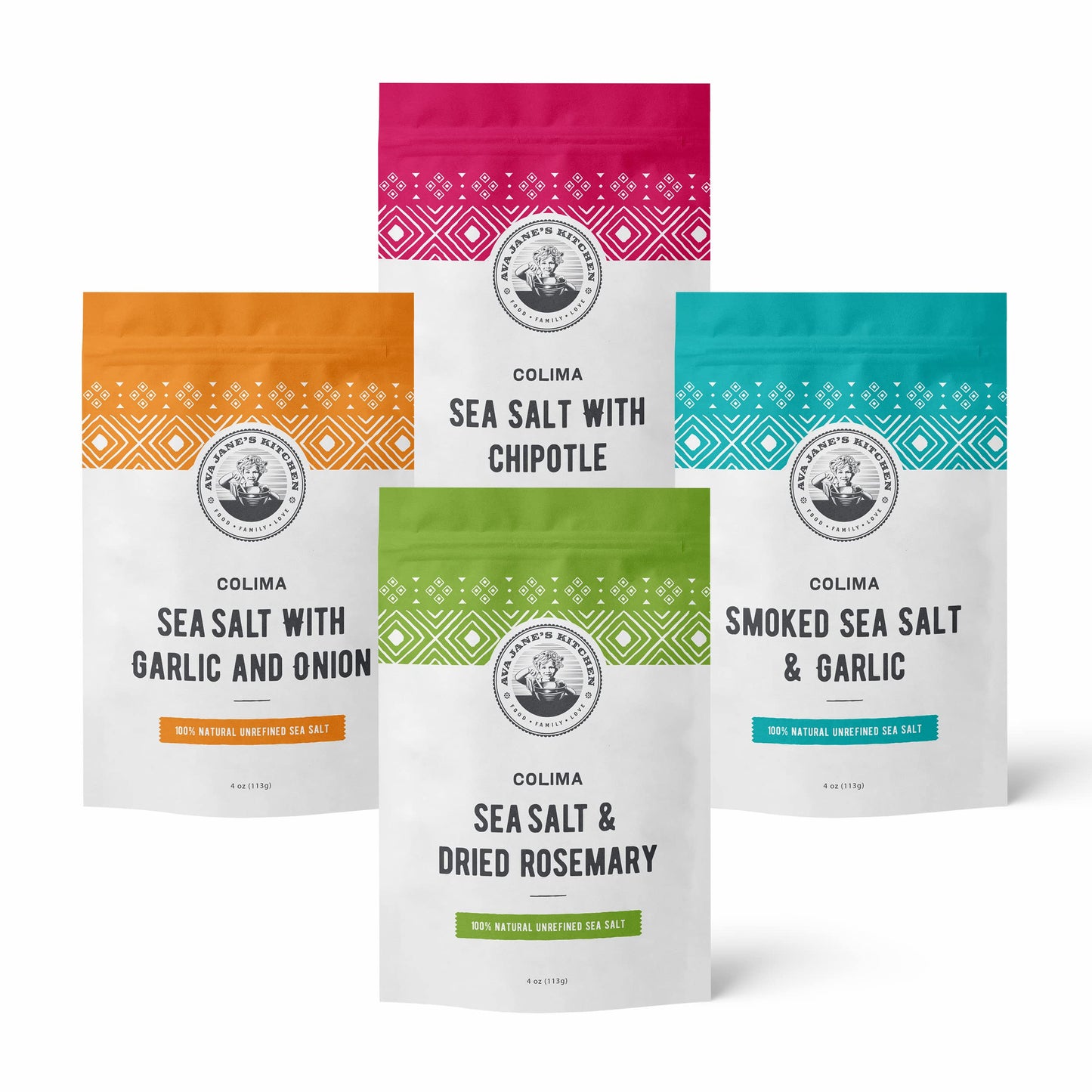 Colima Sea Salt New Flavors - 100% Natural Flaky Sea Salt With Four Different Flavors - Hand Harvested & Unrefined - For Meats  Vegetables  Grains  & Other Food - Organic Flaky Salt