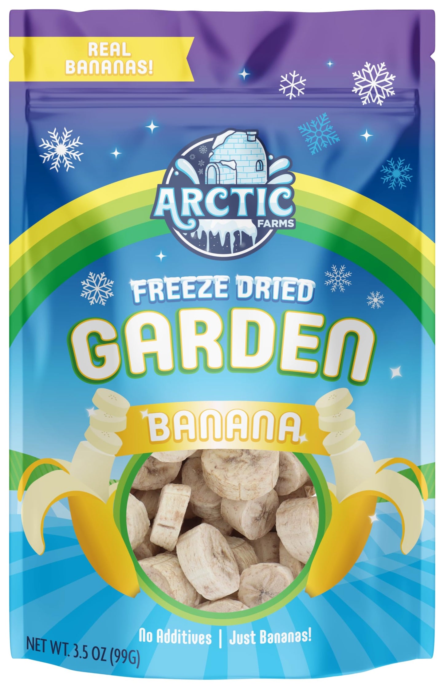 Arctic Farms Garden Pure Freeze Dried Banana Chips Fruit, No Sugar Added, Crunchy Snacks (Banana Chips)