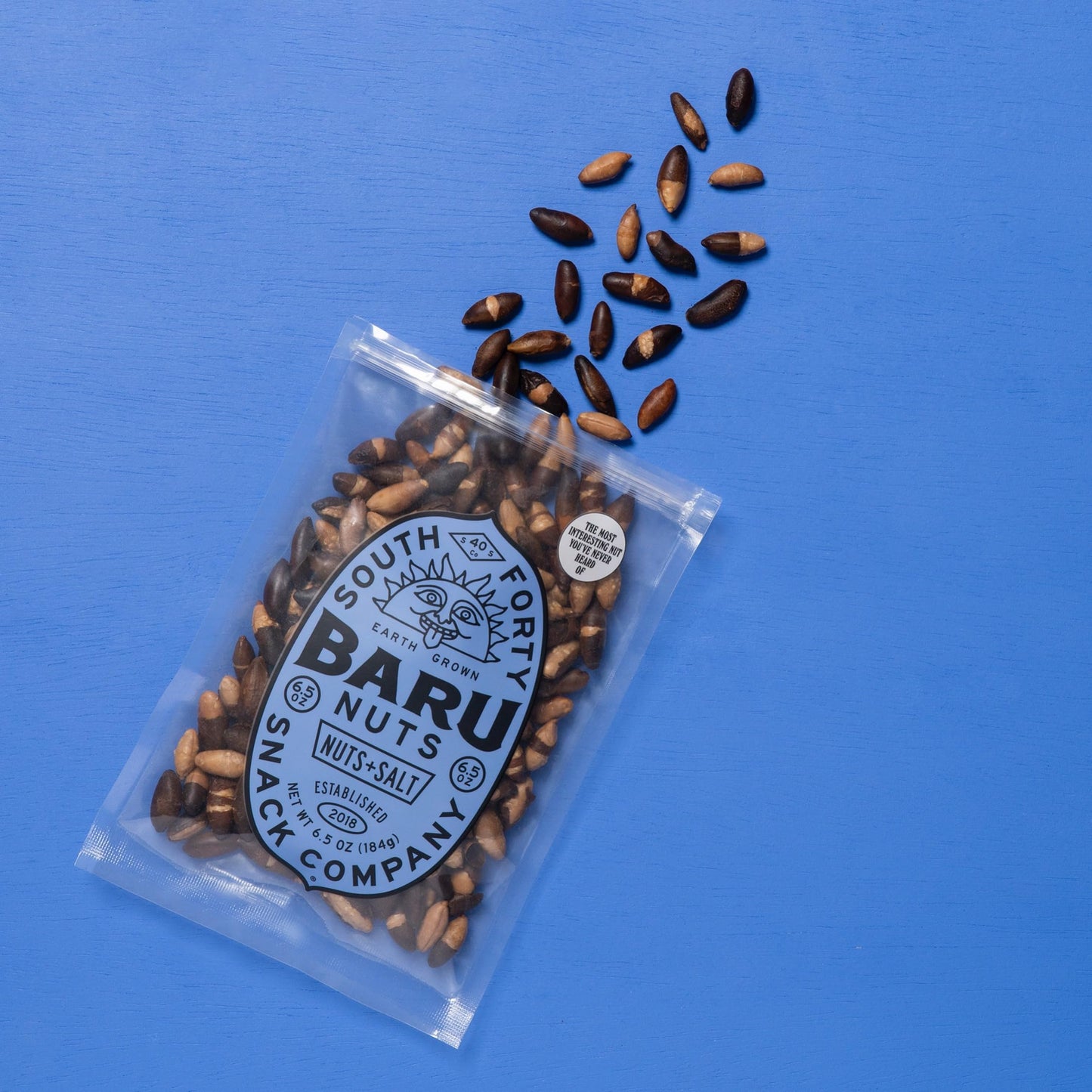 South 40 Snacks Dry Roasted Salted Baru Nuts, Just 2 Ingredients (6.5Oz Bags, Pack Of 4)