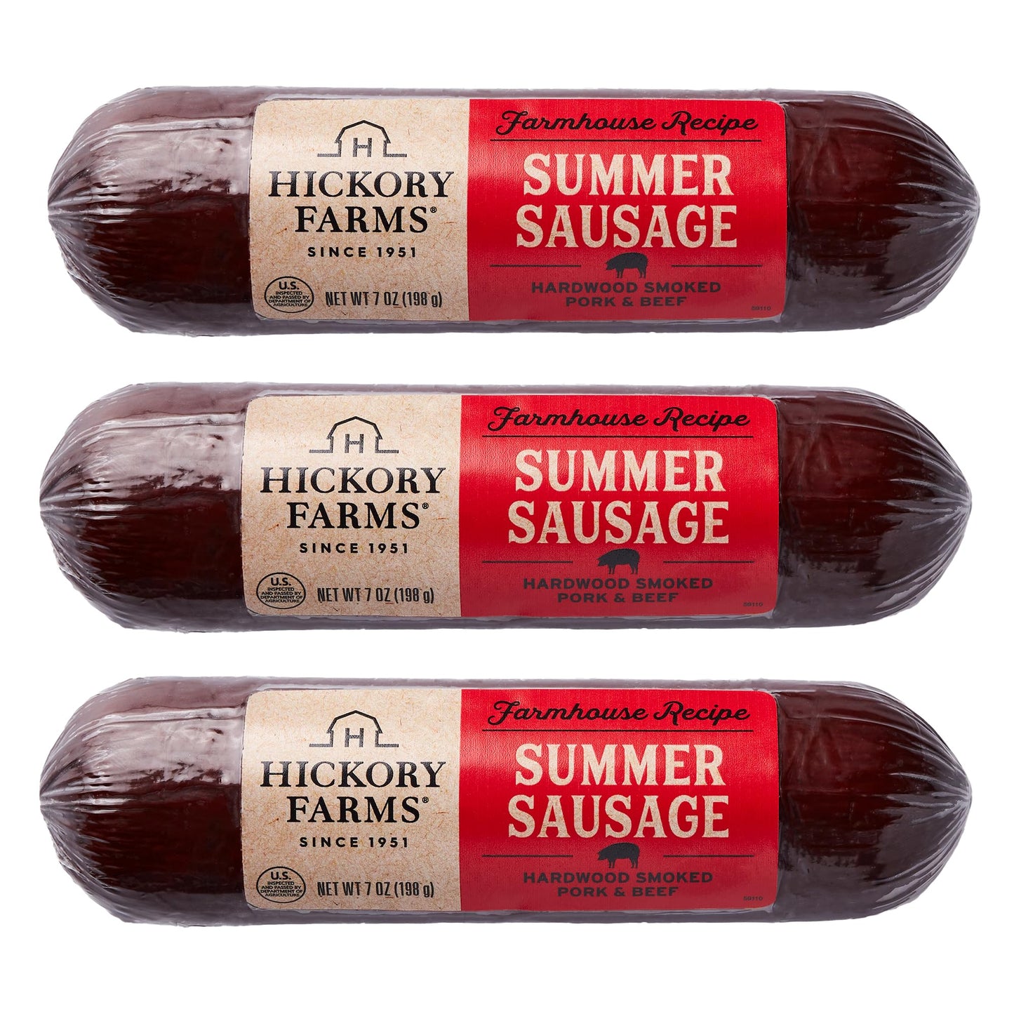 Hickory Farms Summer Sausage 3-Pack, 7 oz each, High Protein, Low Carb, Ready to Eat