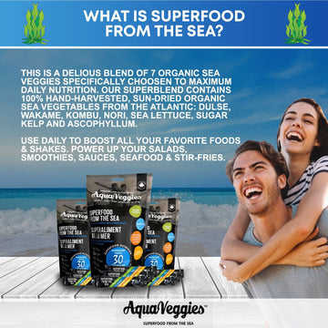 Aqua Veggies Organic Atlantic Superfood Organic Dulse Seaweed Blend - 30 Individual Packs