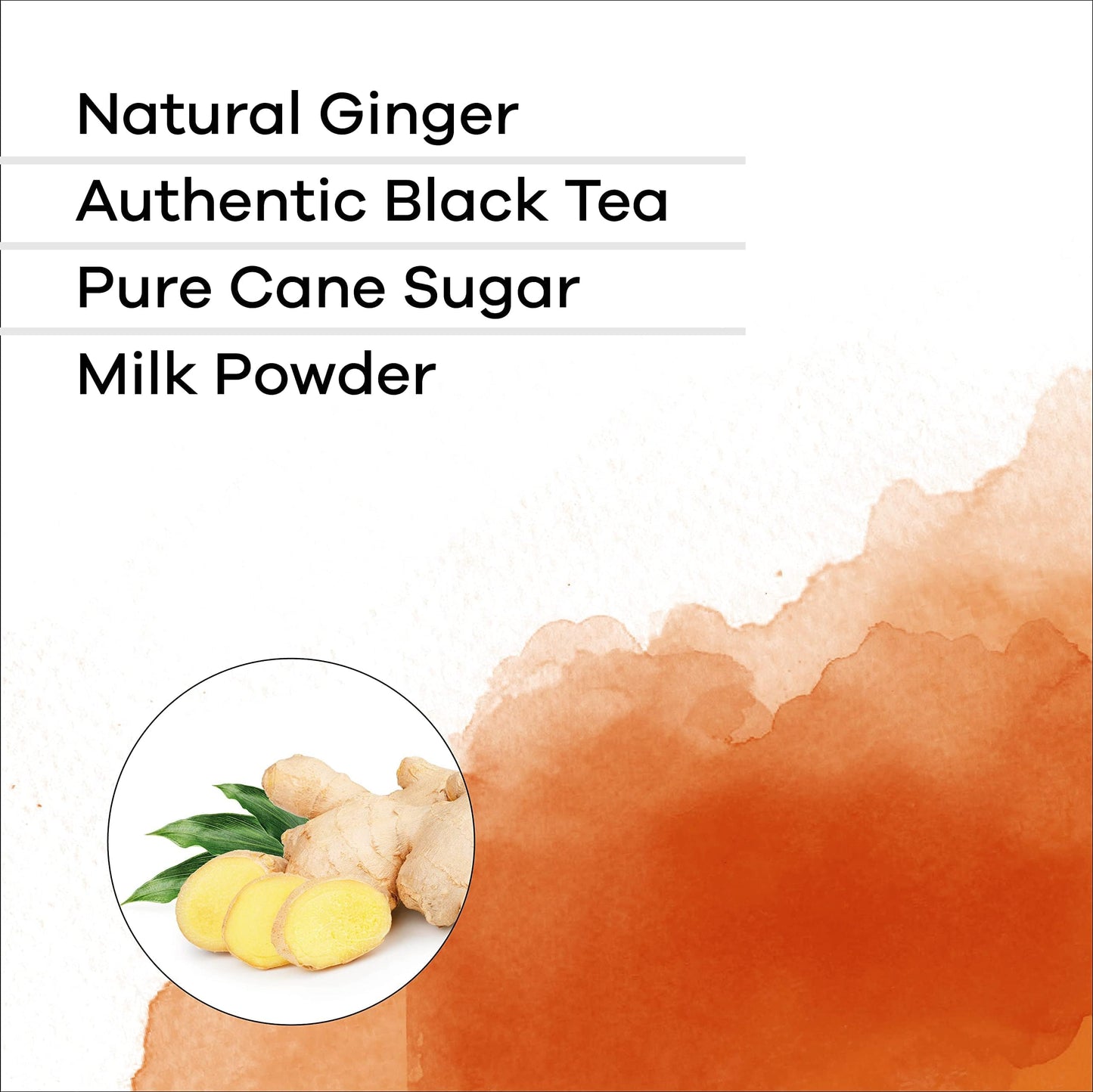Quiktea Ginger Chai Tea Latte - 10 Count Single Box - All Natural Preservative Free Authentic Instant Chai From Assam