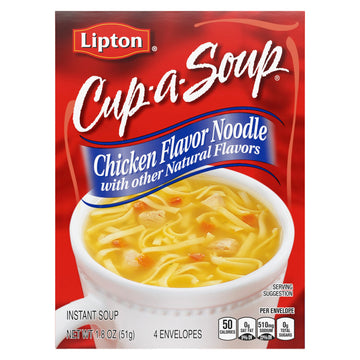 Lipton Cup-a-Soup Instant Soup Chicken Noodle 4 Count For a Warm Cup of Soup Soup Made With Real Chicken Broth Flavor 1.8 oz