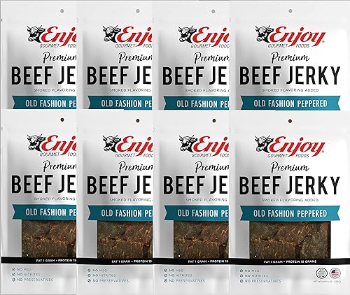 Enjoy Beef Jerky Old Fashion Peppered, All Natural 8Oz (Pack Of 8)