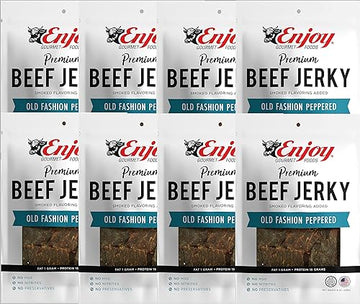 Enjoy Beef Jerky Old Fashion Peppered, All Natural 8Oz (Pack Of 8)