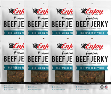 Enjoy Beef Jerky Old Fashion Peppered, All Natural 8Oz (Pack Of 8)