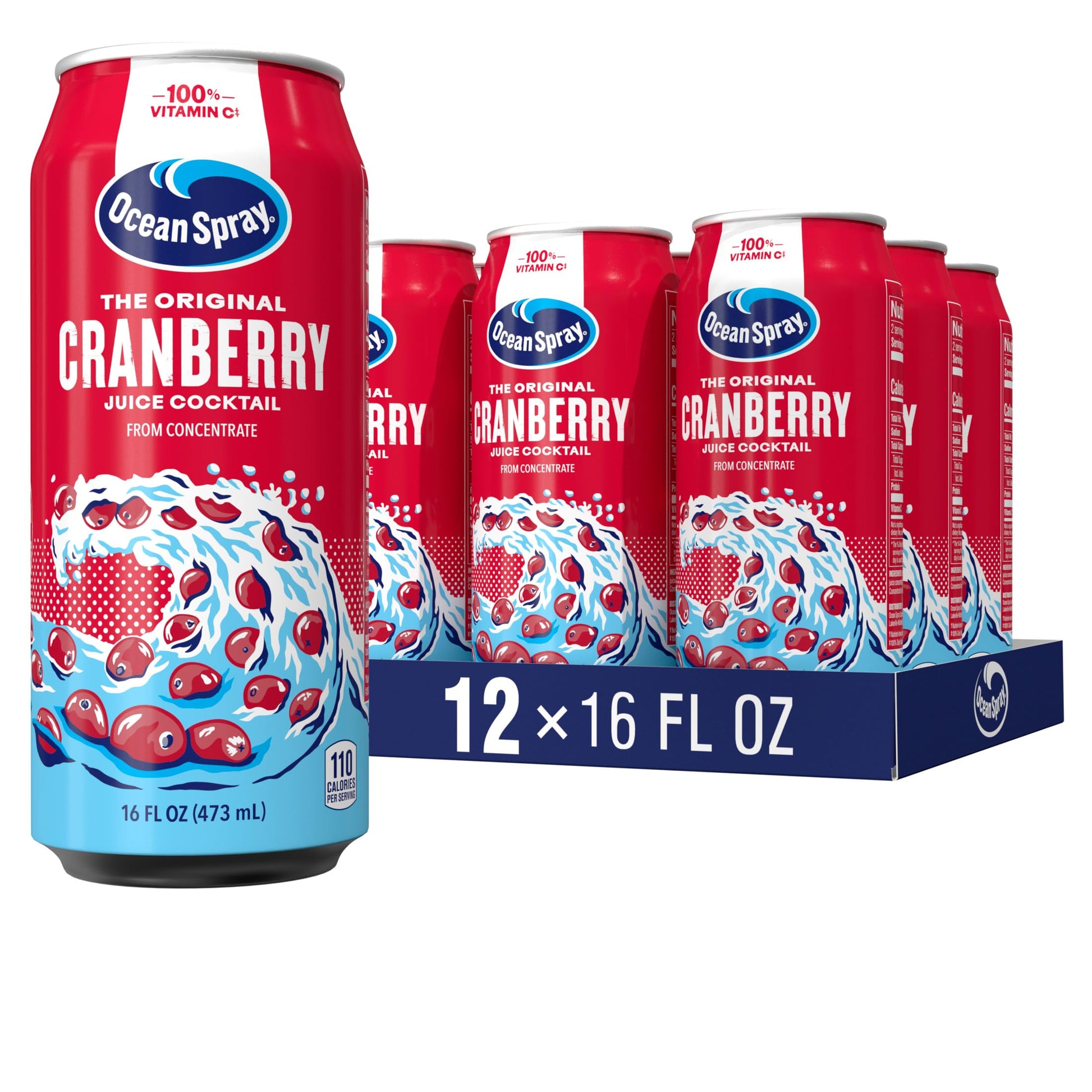 Ocean Spray Cranberry Juice Cocktail Juice Drink  16oz can (12 Pack)