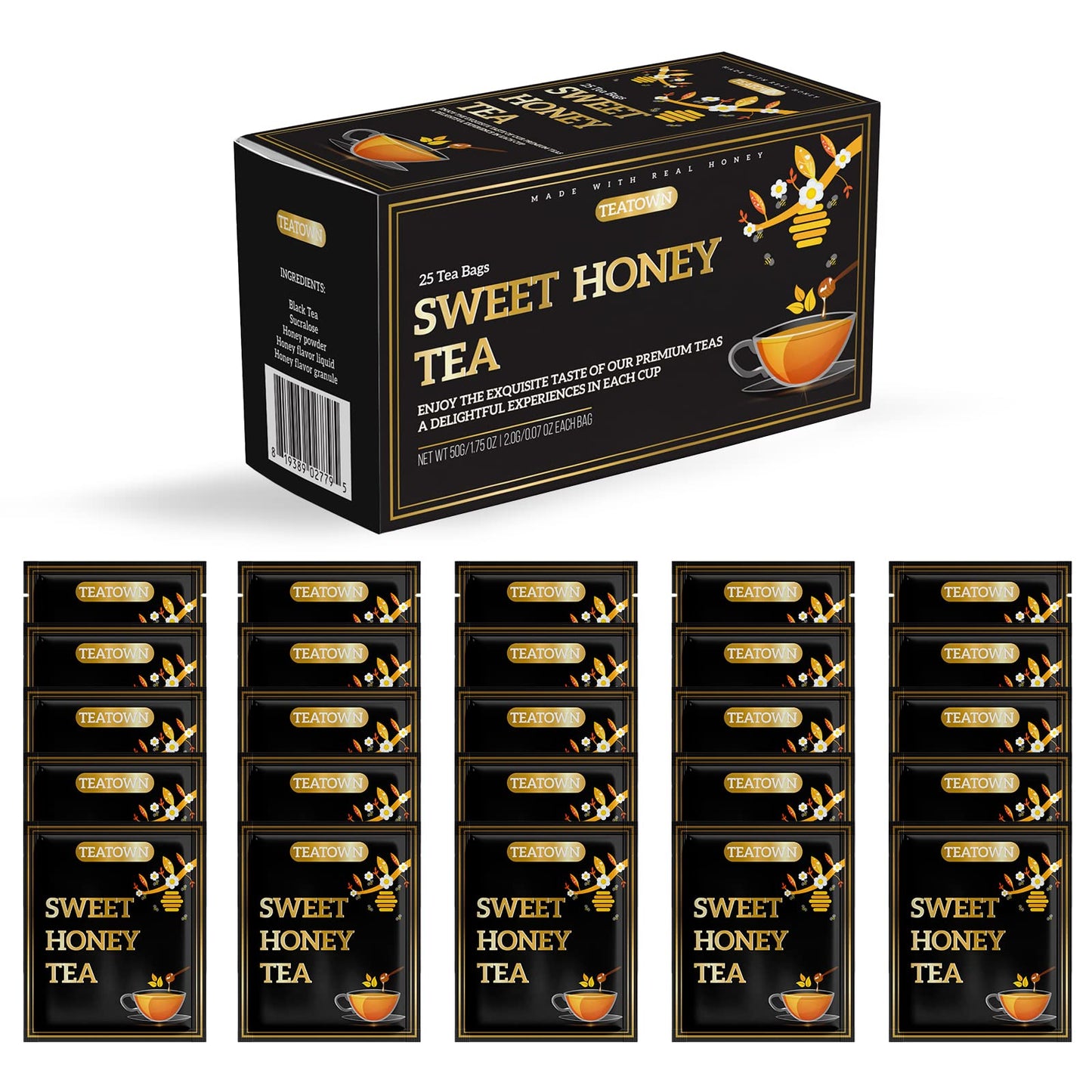 Elephant Park Sweet Premium Honey Infused Herbal Black Tea - Caffeinated, 25 Bags