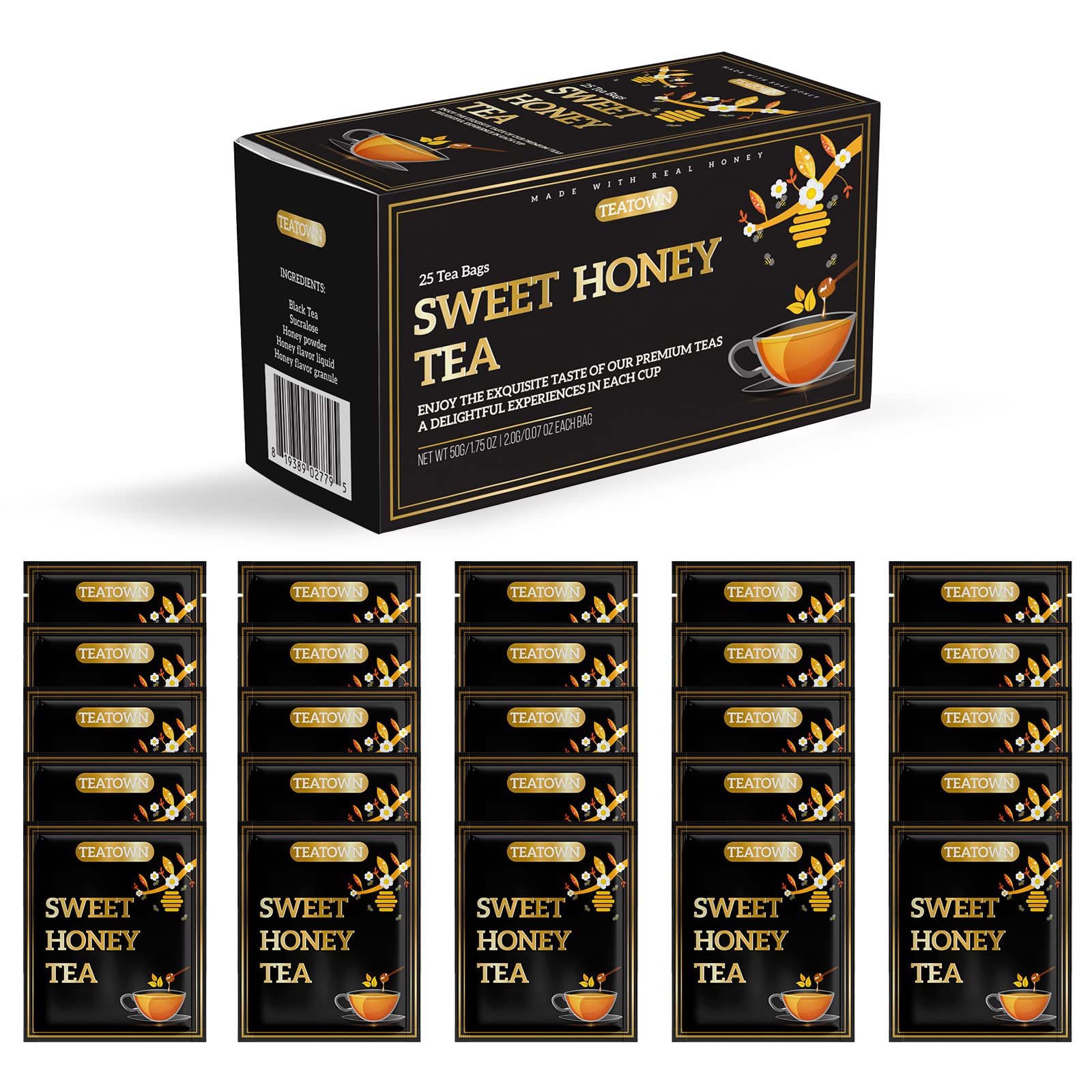Elephant Park Sweet Premium Honey Infused Herbal Black Tea - Caffeinated, 25 Bags