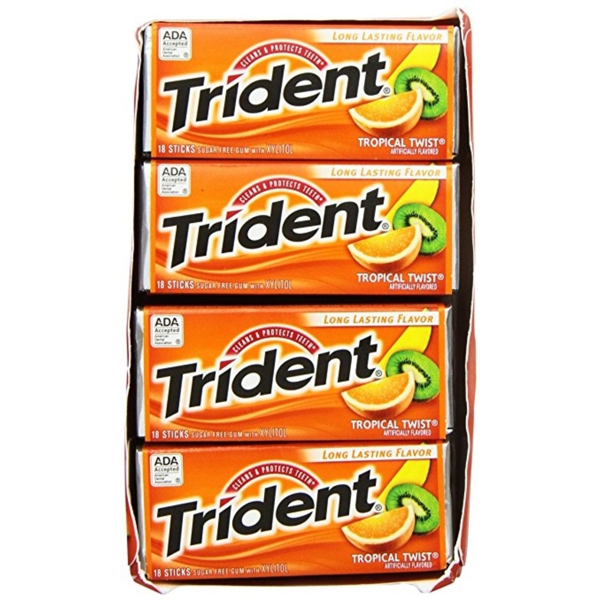 Trident Tropical Twist Sugar Free Gum, 12 Count (Pack of 1)