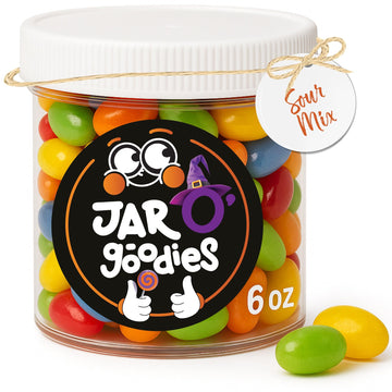 Jar O Goodies - Holiday  , Christmas Stocking Stuffers, Sours Mix Jelly Beans Gift Set, Original Chewy Candies (6 Ounce, 1 Pack) Party Favor - Gluten & Nut Free, Kosher Parve