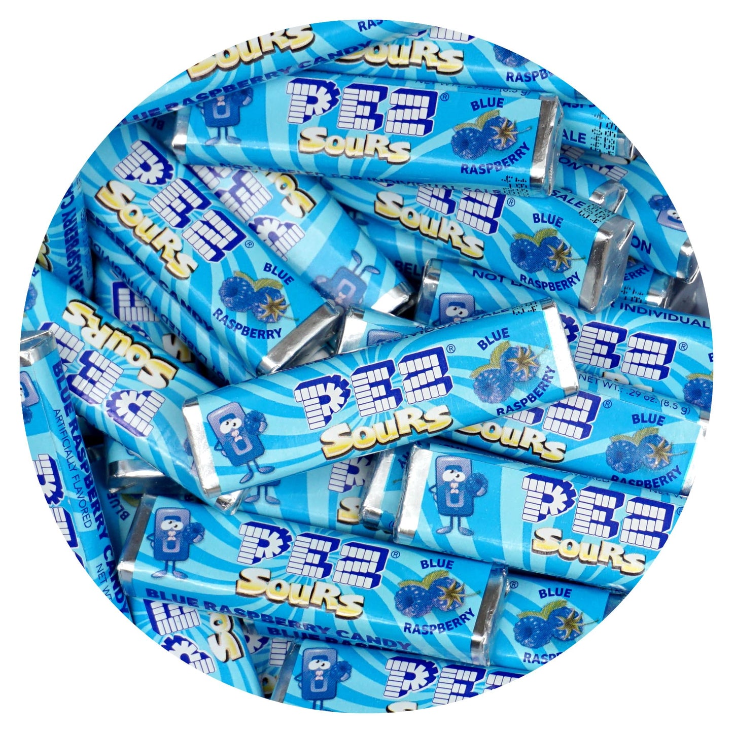 PEZ Candy Refills, Sour Blue Raspberry Flavor, 1 Pound Bulk Bag (Approx. 40 Pieces), Pez Candy Wrapped