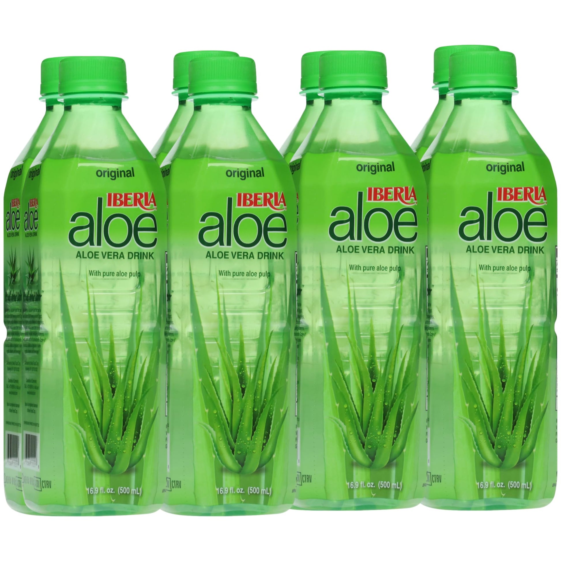 Iberia Aloe Vera Juice Drink with Pure Aloe Pulp, Original,16.9 Fl Oz (Pack of 8)