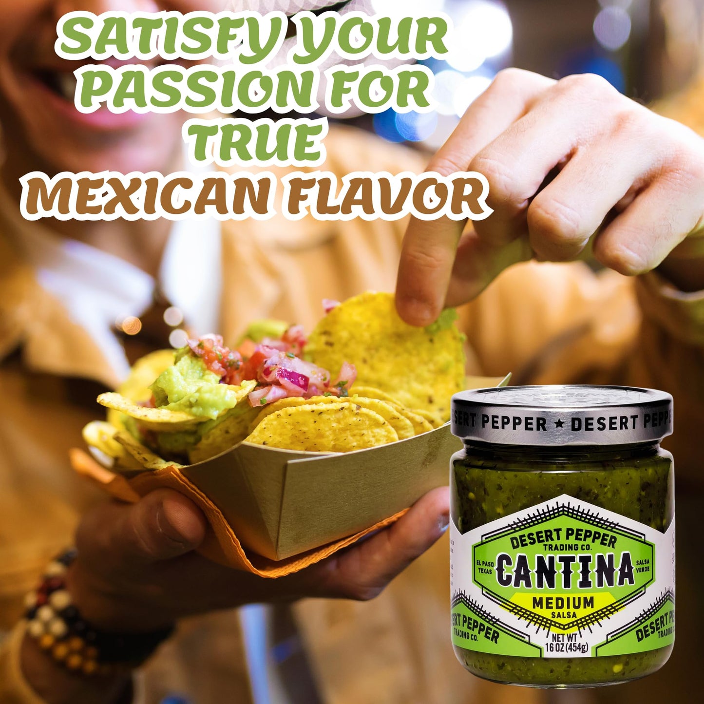 Desert Pepper Trading Company Cantina Salsa, Medium Green, With Green Chiles, Jalapenos, Cilantro, Garlic 16-Ounce (1-Pack)