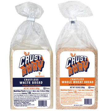 Crust Away Crustless Whole Wheat & White Bread - Clean Ingredients - Non-GMO, Kosher, All Natural - 14 Day Shelf Life - White & 