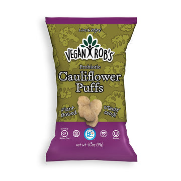 Vegan Robs Puffs, Cauliflower | Gluten-Free Snack, Plant Based, Vegan, Zero Trans Fats, Non GMO | 3.5 Ounce Bags (12 Count)