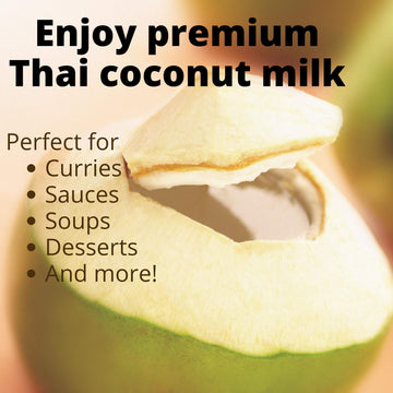 Chaokoh Coconut Milk Unsweetened 6 Pack - Premium, Canned Coconut Milk From Thailand, Lactose Free, Non Dairy Vegan Milk - For Curries, Drinks, Desserts, & More (13.5 Oz Per Can)