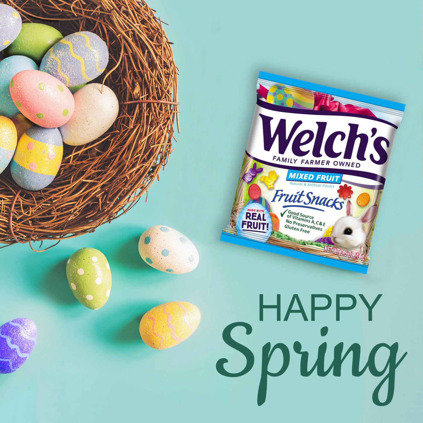 Welch'S Fruit Snacks, Mixed Fruit, Spring Bulk Pack, Gluten Free, Individual Single Serve Bags, 0.5Oz (Pack Of 250)
